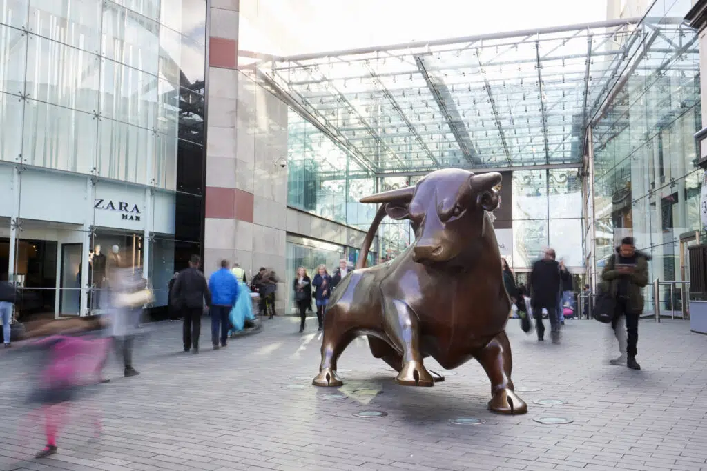 Birmingham, UK - 6 November 2016: Statue Outside The Bullring Shopping Centre In Birmingham UK